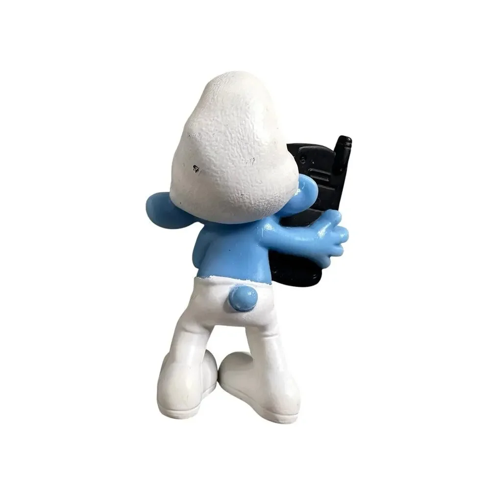 2011 Brainy Smurf Holding Cell Phone Figure McDonald's Toy Peyo Plastic Hard